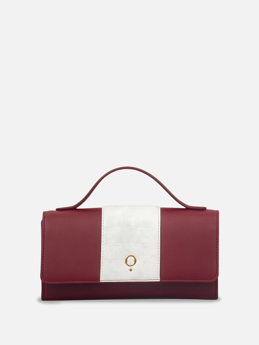 

Monadaa Women Colourblocked Structured Handheld Bag, Maroon