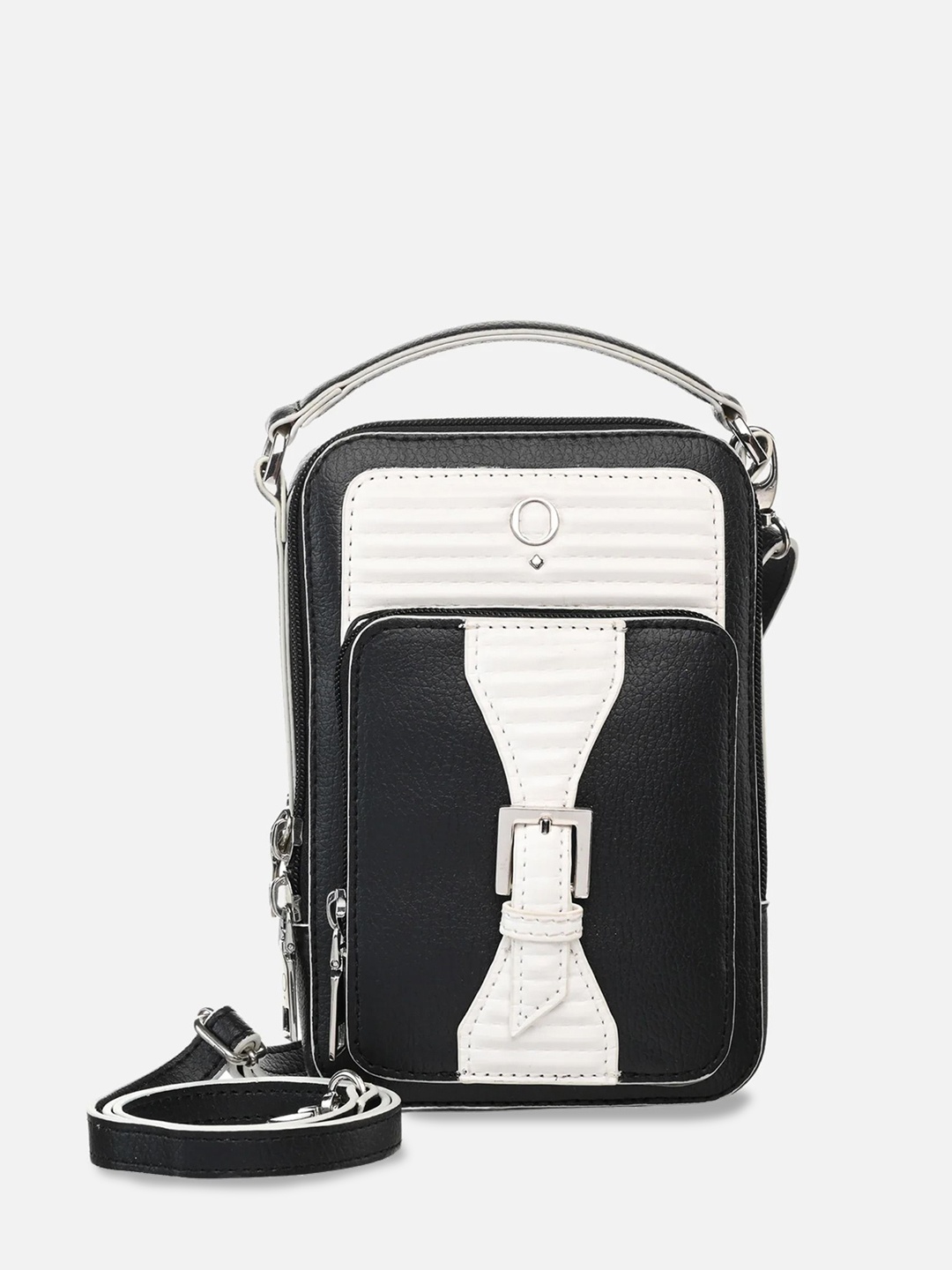 Monadaa Structured Shoulder Bag with Applique, Black