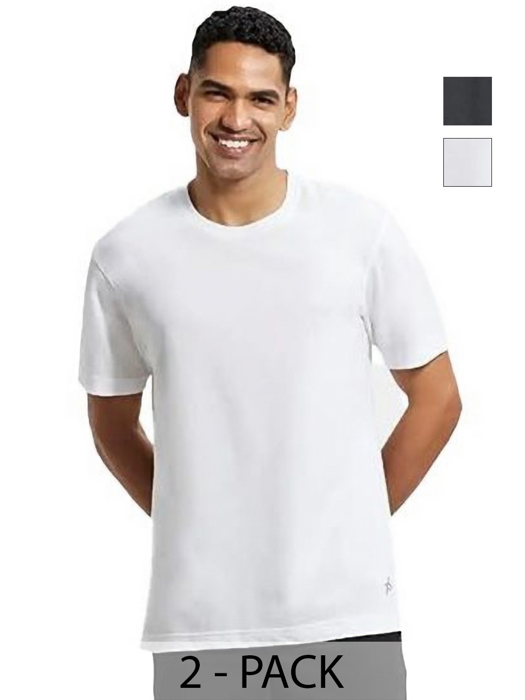 

VIXENLY Men Pack Of 2 Solid Round Neck Cotton Oversized T-shirts, White