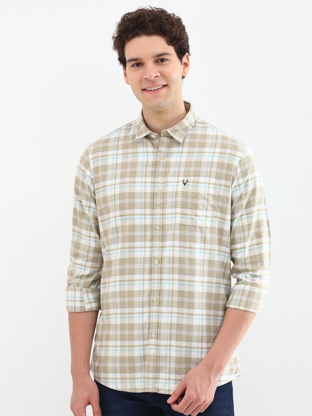 

Allen Solly Men Custom Spread Collar Tartan Checked Cotton Casual Shirt, White