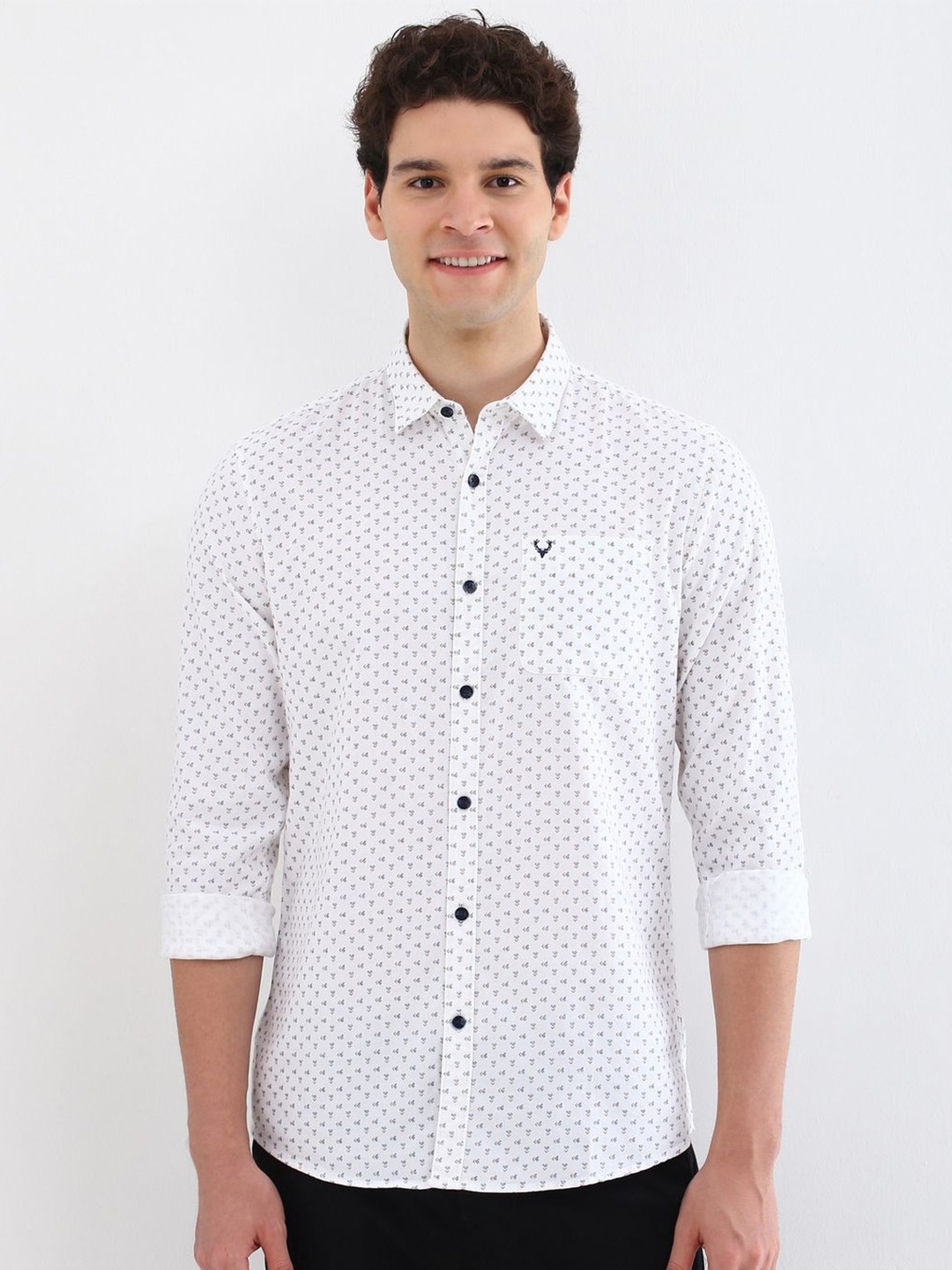 

Allen Solly Men Custom Spread Collar Micro Ditsy Printed Cotton Casual Shirt, White