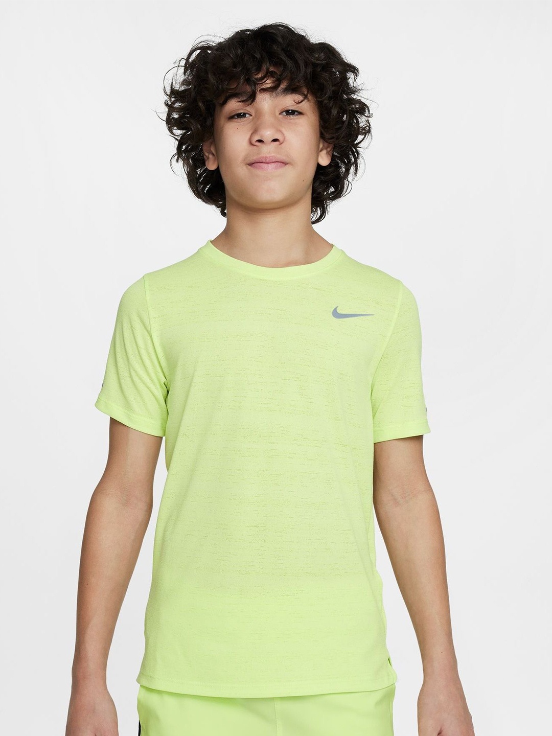 

Nike Dri-FIT Miler Older Kids' (Boys') Training Top, Lime green