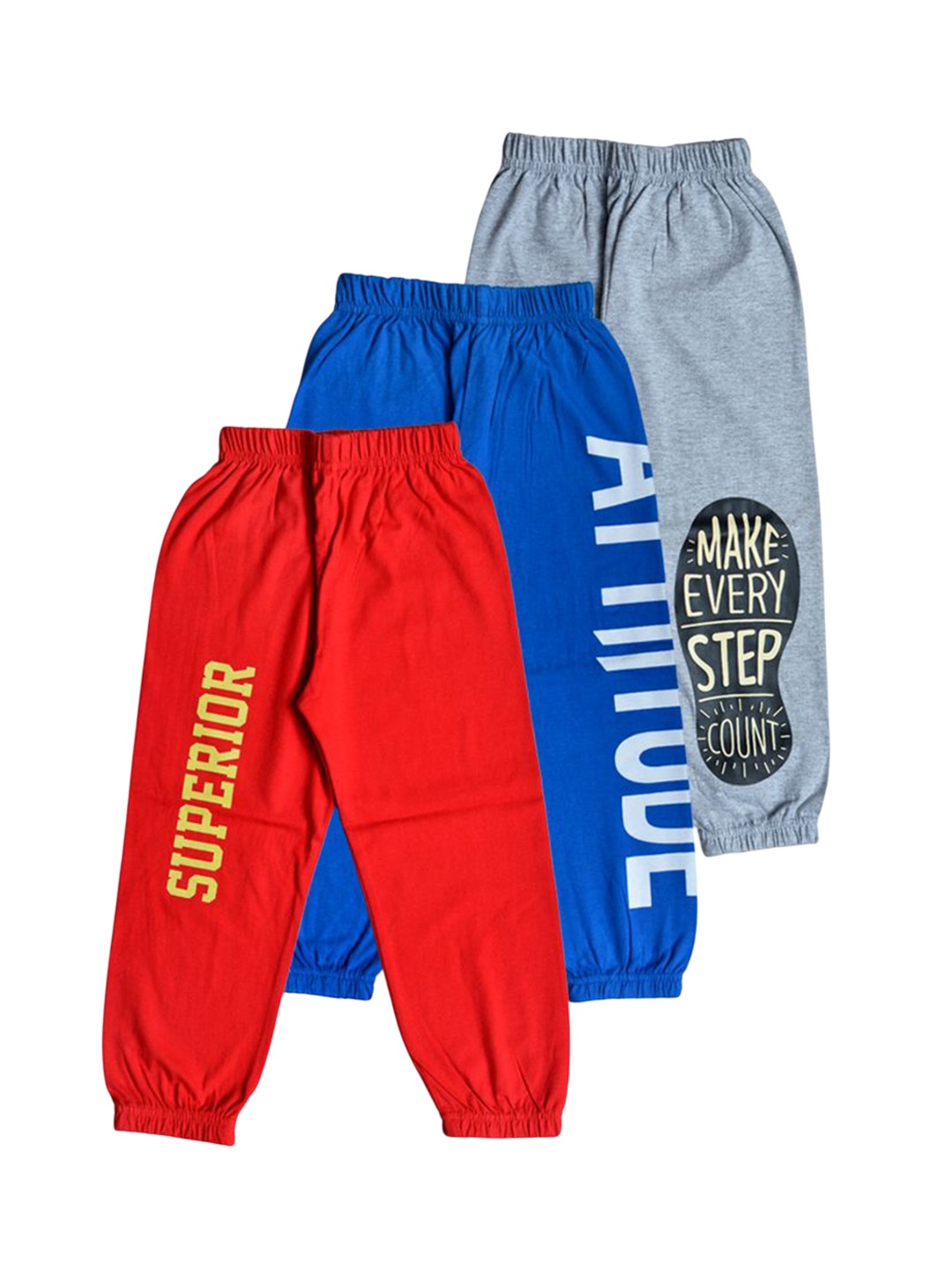 

FAZZA Boys Pack Of 3 Typography Printed Pure Cotton Mid Rise Joggers, Red