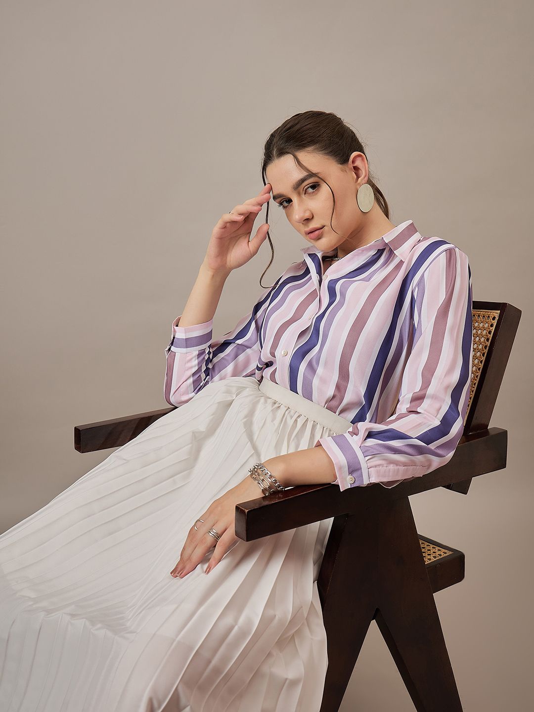 

The Roadster Lifestyle Co. Candy Striped Casual Shirt, Purple