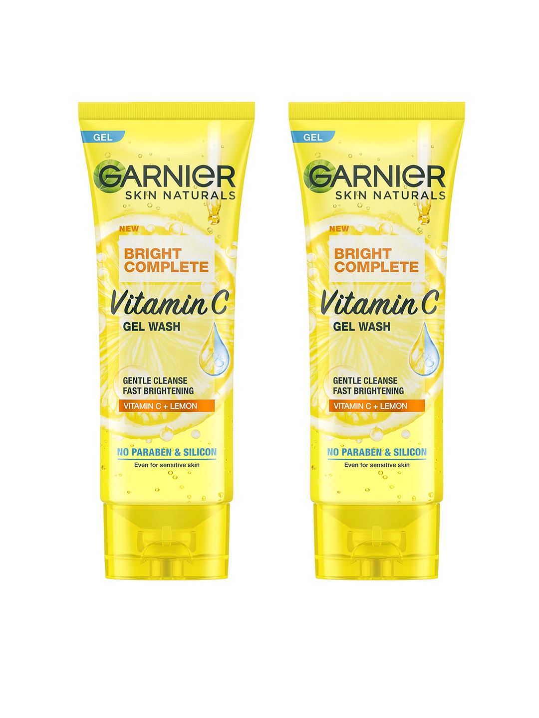 

Garnier Set Of 2 Bright Complete Vitamin C Gel Face Wash - 100g Each, Yellow