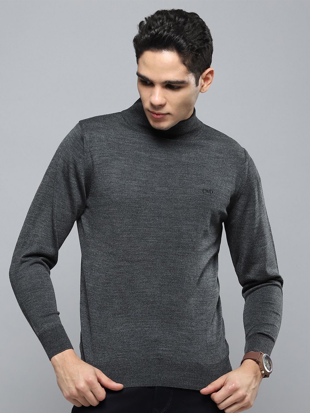 

Cloak & Decker Men Woollen Pullover, Grey