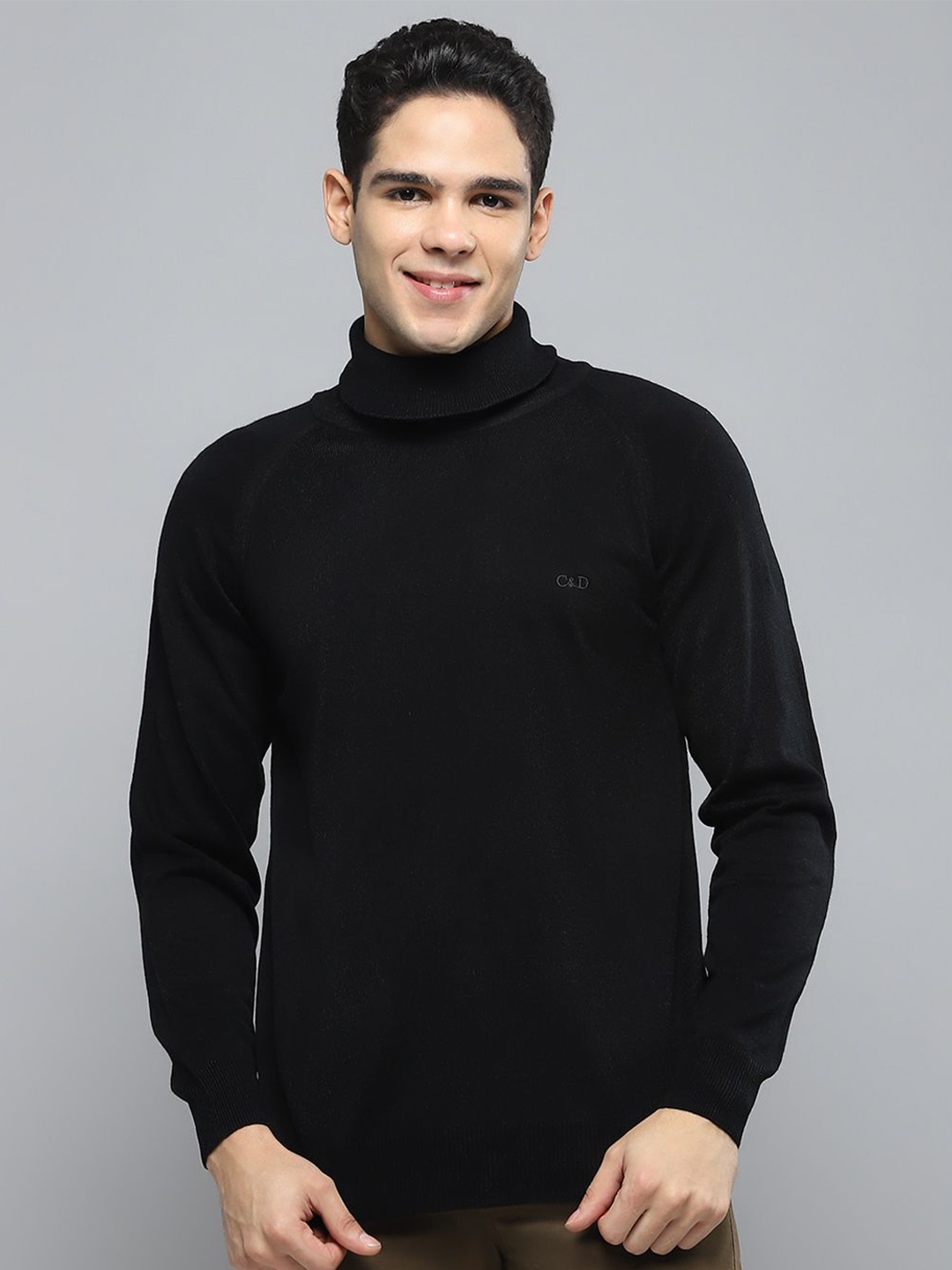 

Cloak & Decker Men Woollen Long Sleeves Pullover, Black