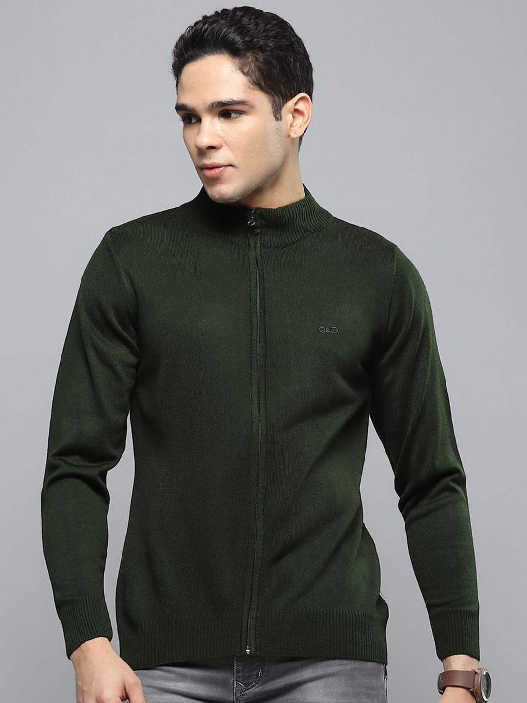 

Cloak & Decker Men Woollen Cardigan, Olive
