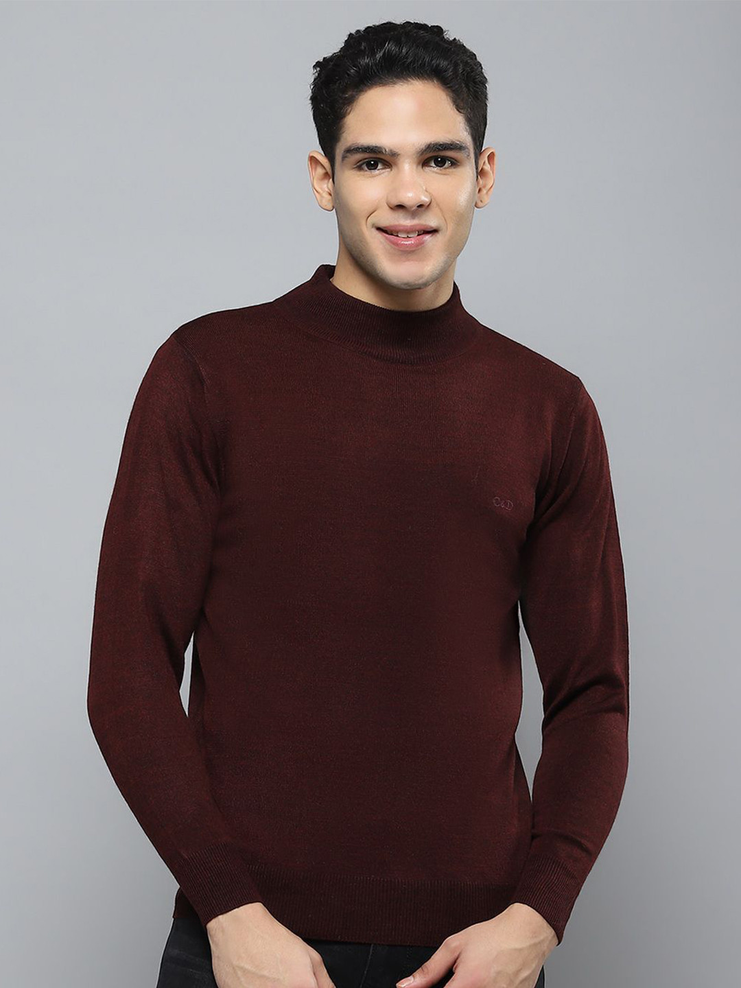 

Cloak & Decker Men High Neck Pullover Sweater, Maroon