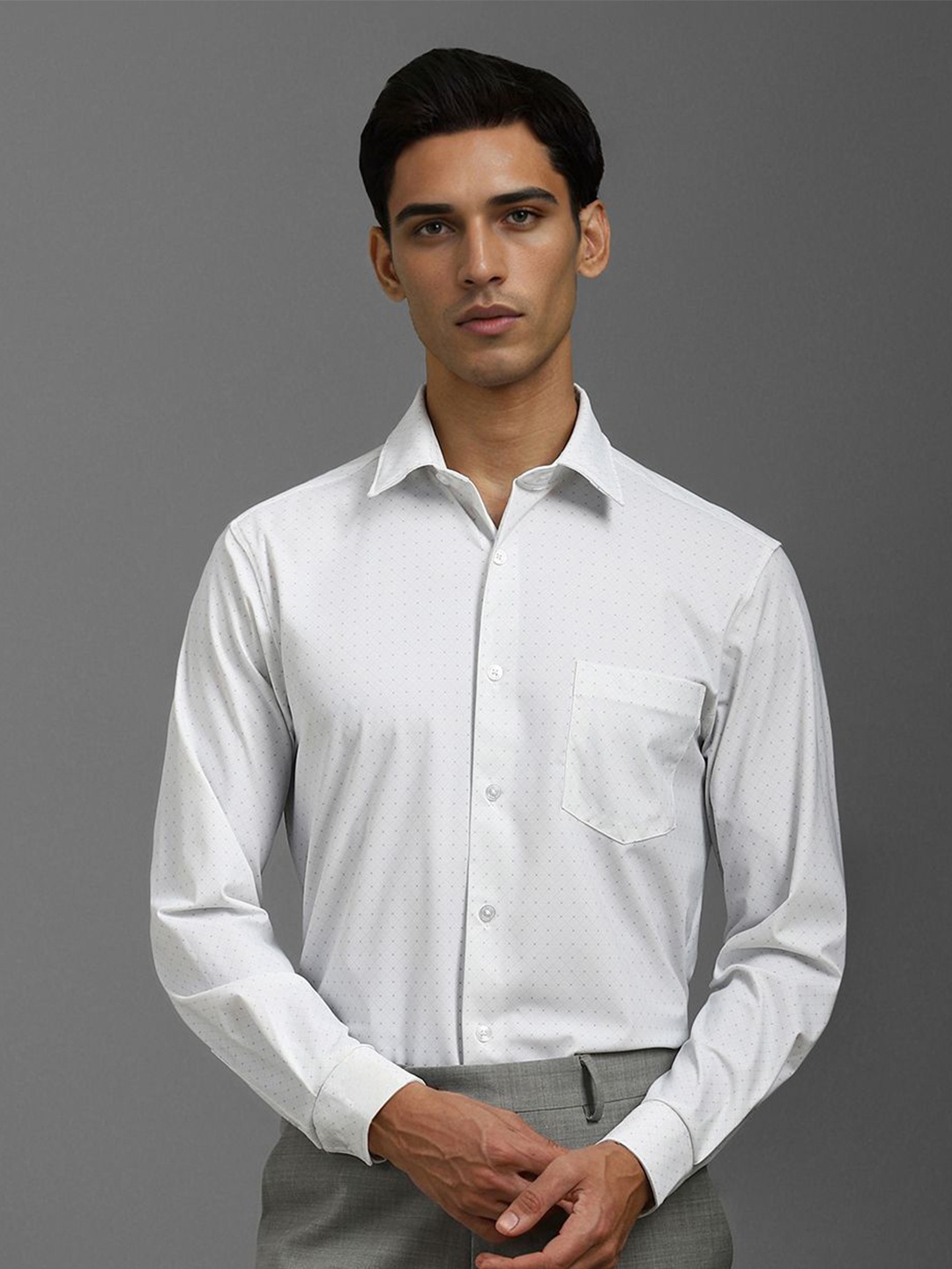 

Louis Philippe Men Spread Collar Floral Printed Slim Fit Formal Shirt, White