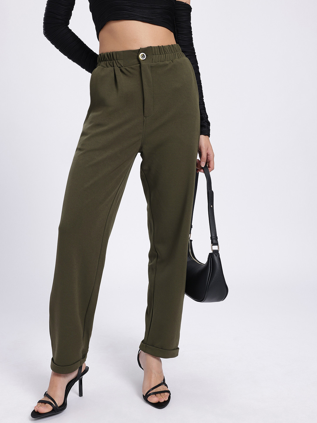 

glitchez Women Carefree Cuts Relaxed fit Trousers, Olive