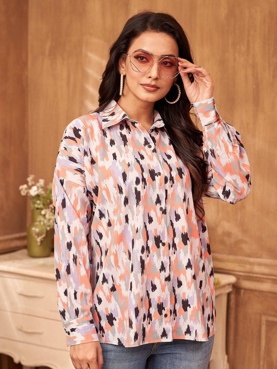 

VORHIZA Women Opaque Printed Casual Shirt, Multi