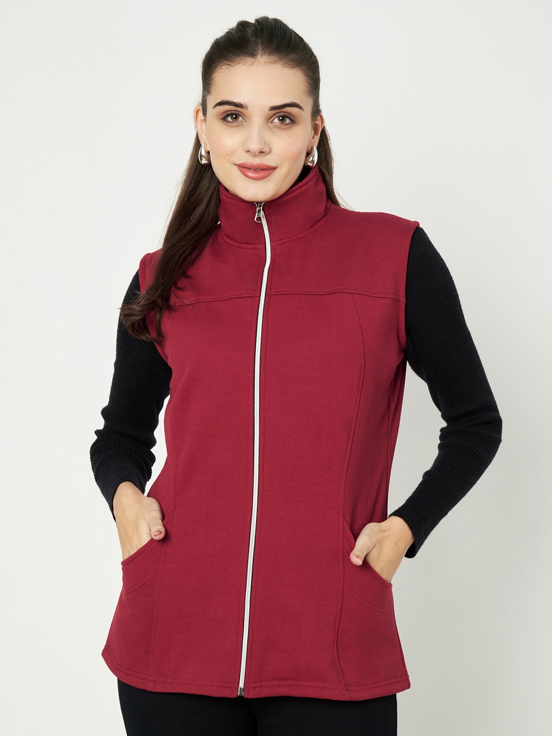 

BRINNS Women Fleece Sporty Jacket, Maroon