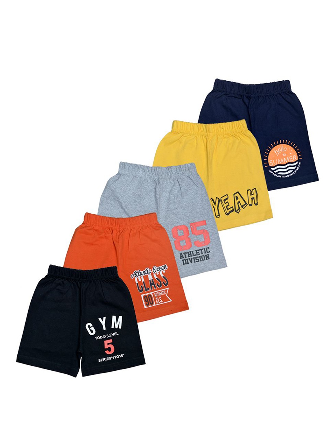 

FAZZA Boys Pack of 5 Mid-Rise Cotton Shorts, Grey