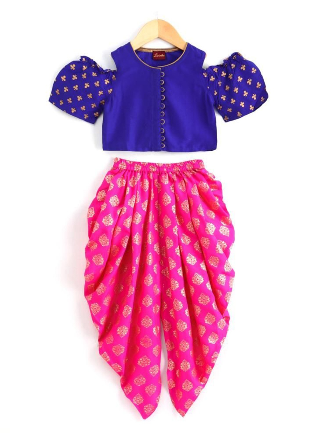 

Twisha Girls Printed Round Neck Top with Dhoti Pants, Blue