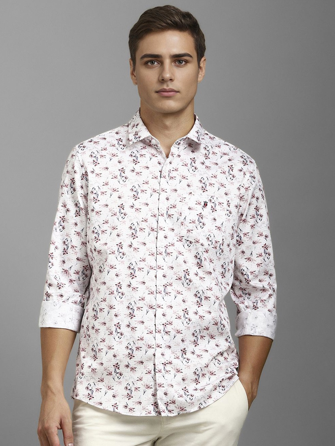 

Louis Philippe Sport Men Floral Printed Opaque Cotton Casual Shirt, White