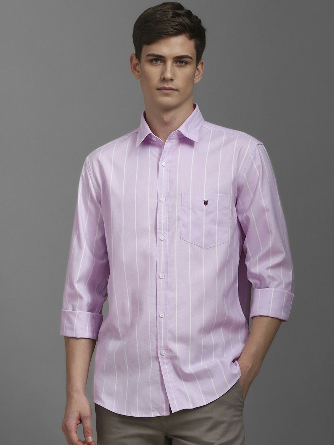 

Louis Philippe Sport Men Striped Opaque Cotton Casual Shirt, Lavender