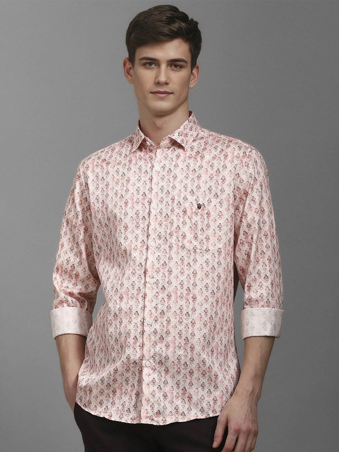 

Louis Philippe Sport Men Abstract Printed Opaque Cotton Casual Shirt, Peach