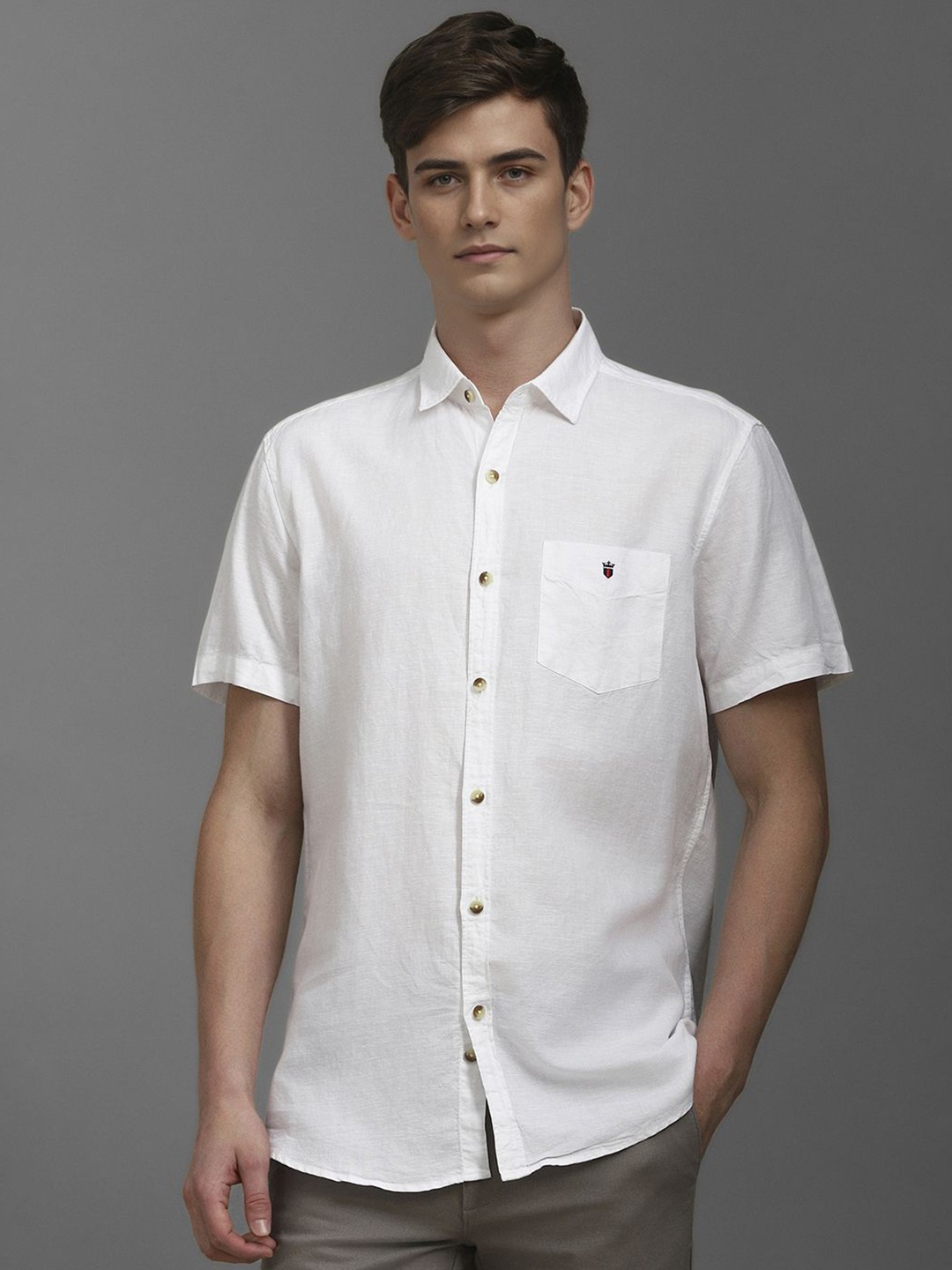 

Louis Philippe Sport Men Spread Collar Solid Opaque Casual Shirt, White