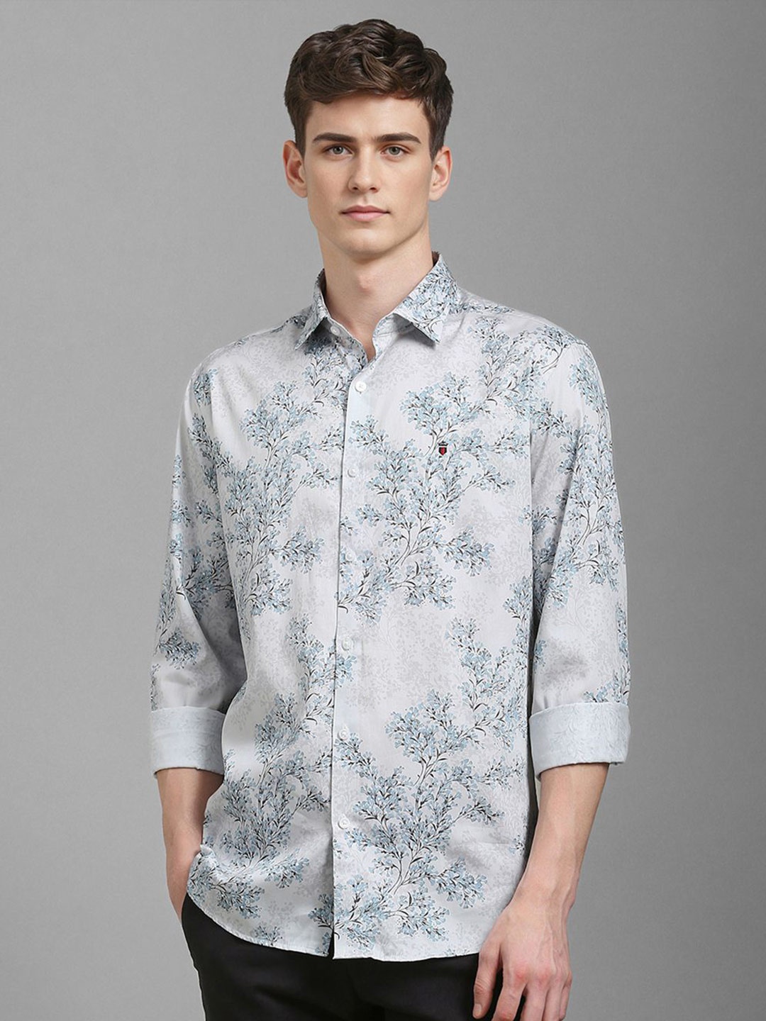 

Louis Philippe Sport Men Floral Printed Opaque Cotton Casual Shirt, Grey
