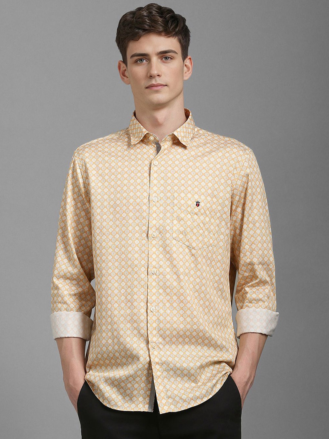 

Louis Philippe Sport Men Geometric Printed Opaque Cotton Casual Shirt, Yellow