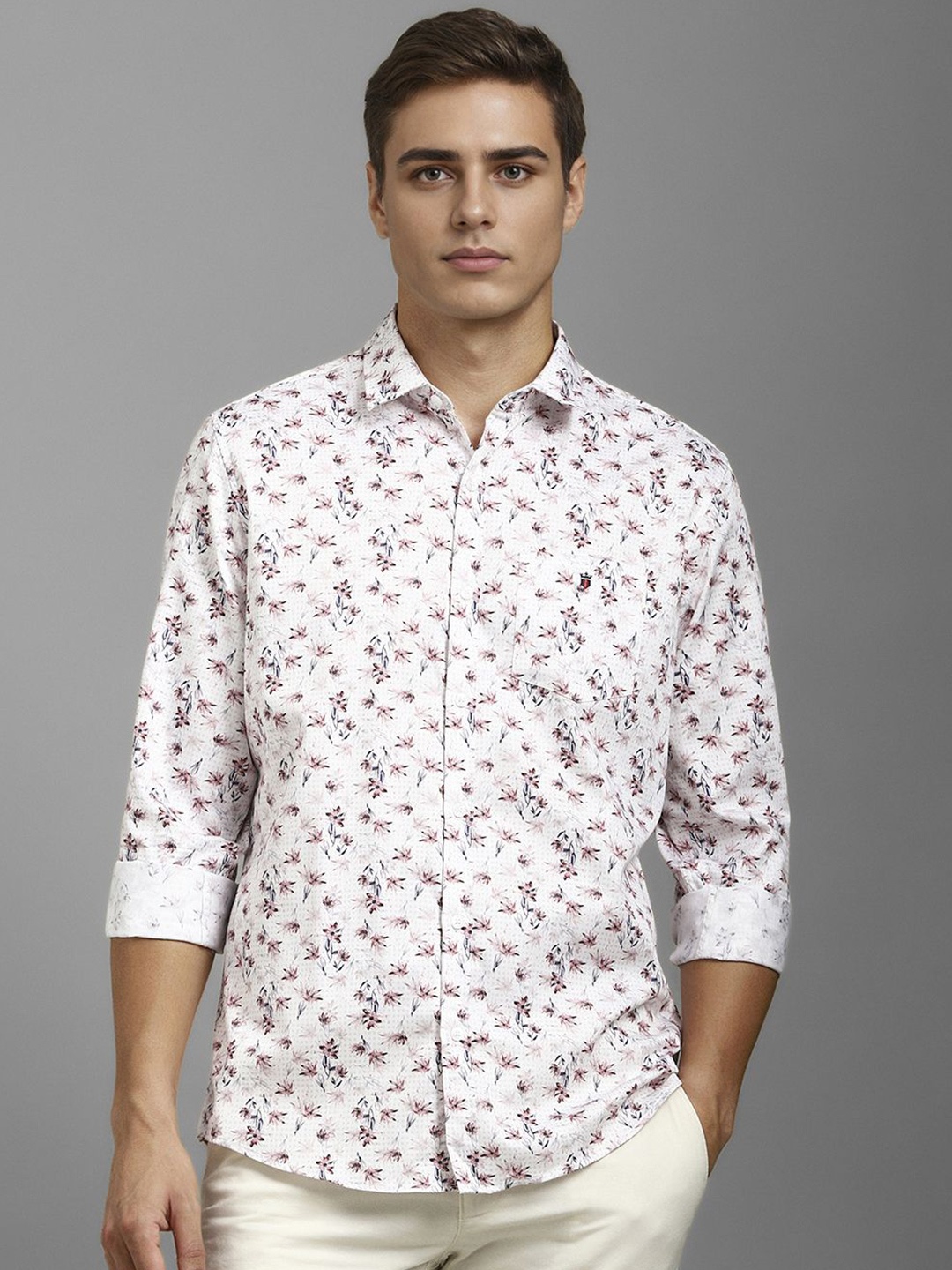

Louis Philippe Sport Men Floral Printed Opaque Cotton Casual Shirt, White