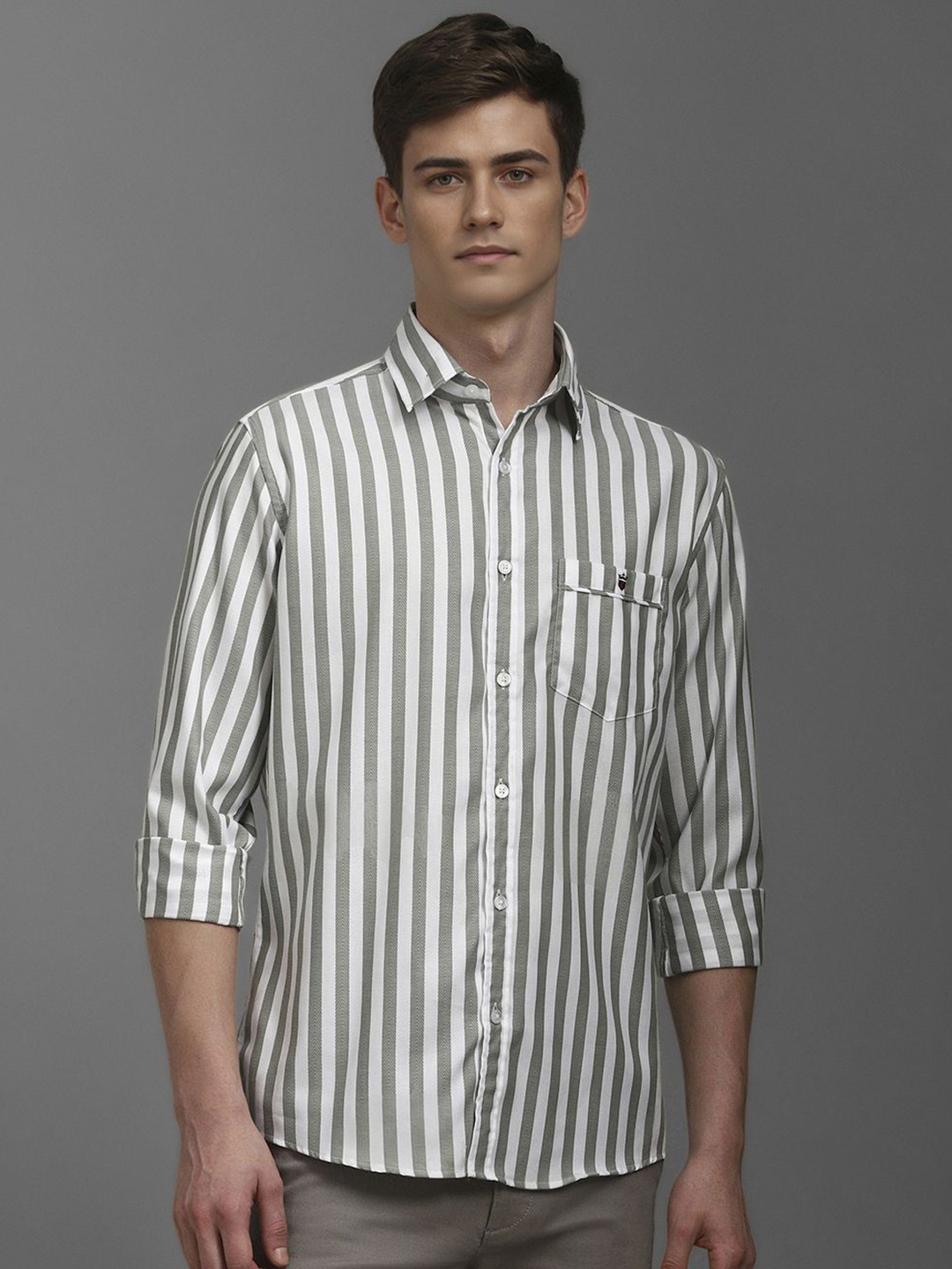 

Louis Philippe Sport Men Striped Opaque Cotton Casual Shirt, White