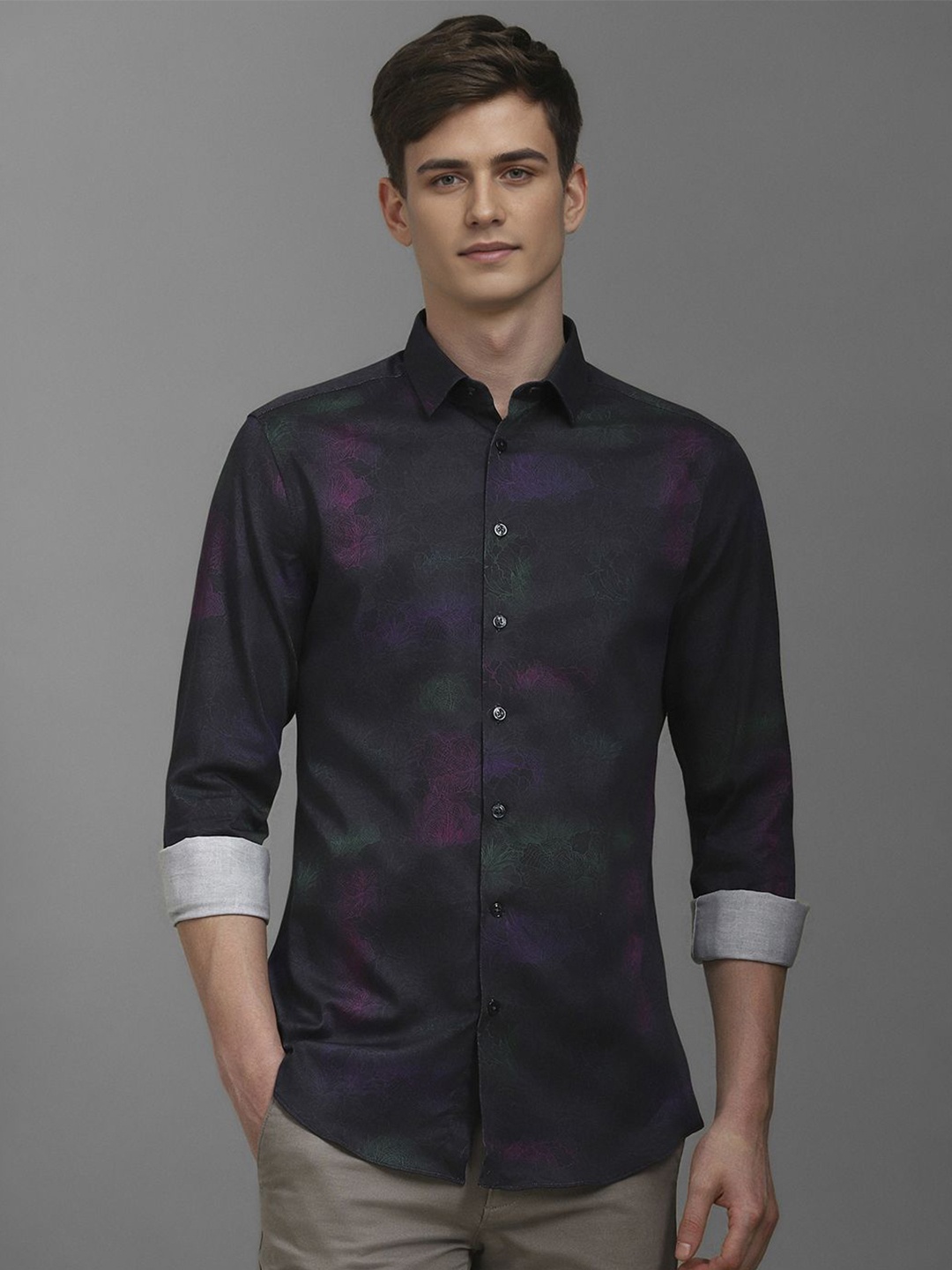 

Louis Philippe Sport Men Floral Printed Opaque Cotton Casual Shirt, Black