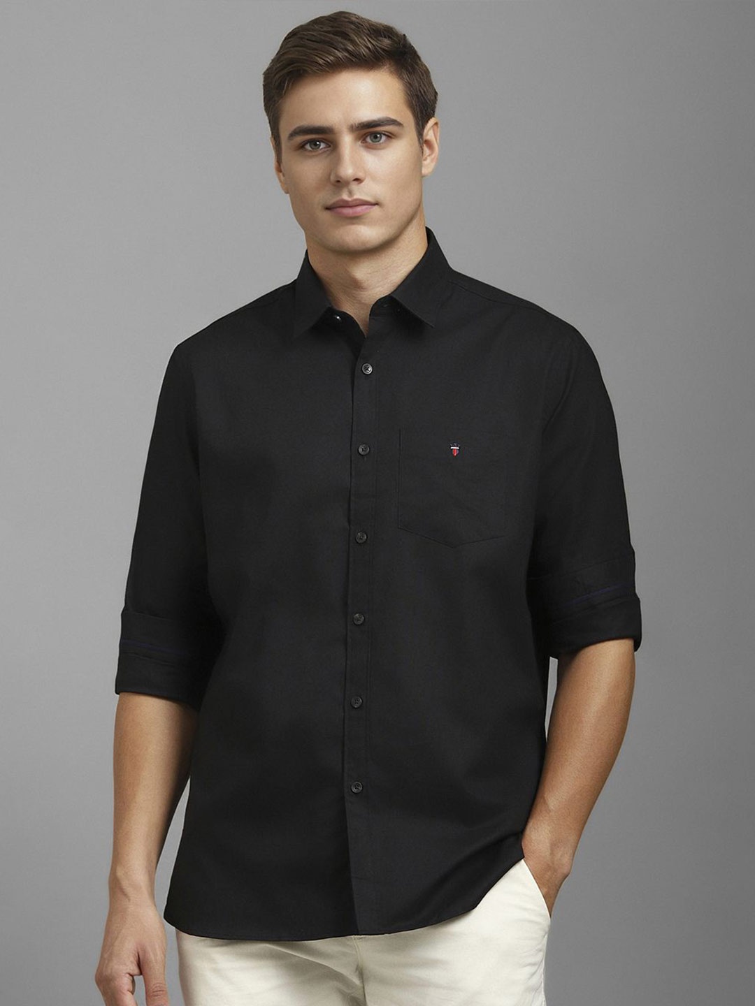 

Louis Philippe Sport Men Solid Cotton Casual Shirt, Black