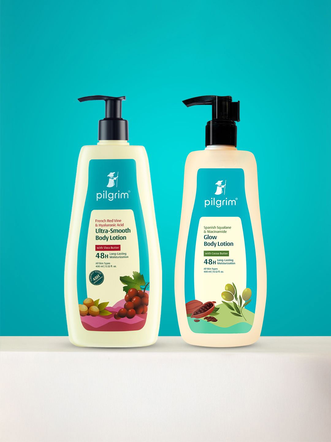 

Pilgrim Set Of 2 French Red Vine Ultra Smooth & Niacinamide Glow Body Lotion - 400 ml Each, White