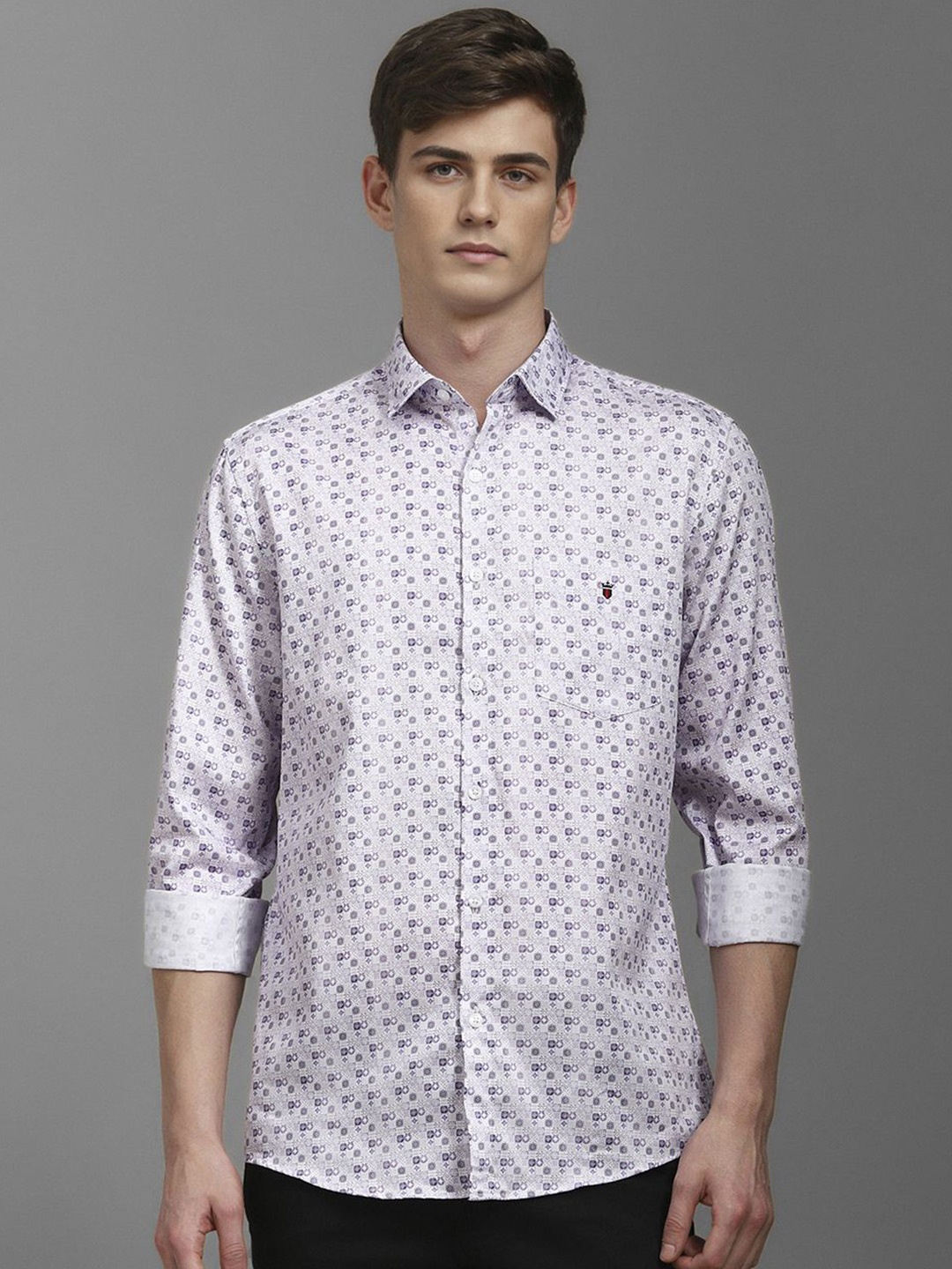 

Louis Philippe Sport Men Geometric Printed Opaque Cotton Casual Shirt, Lavender