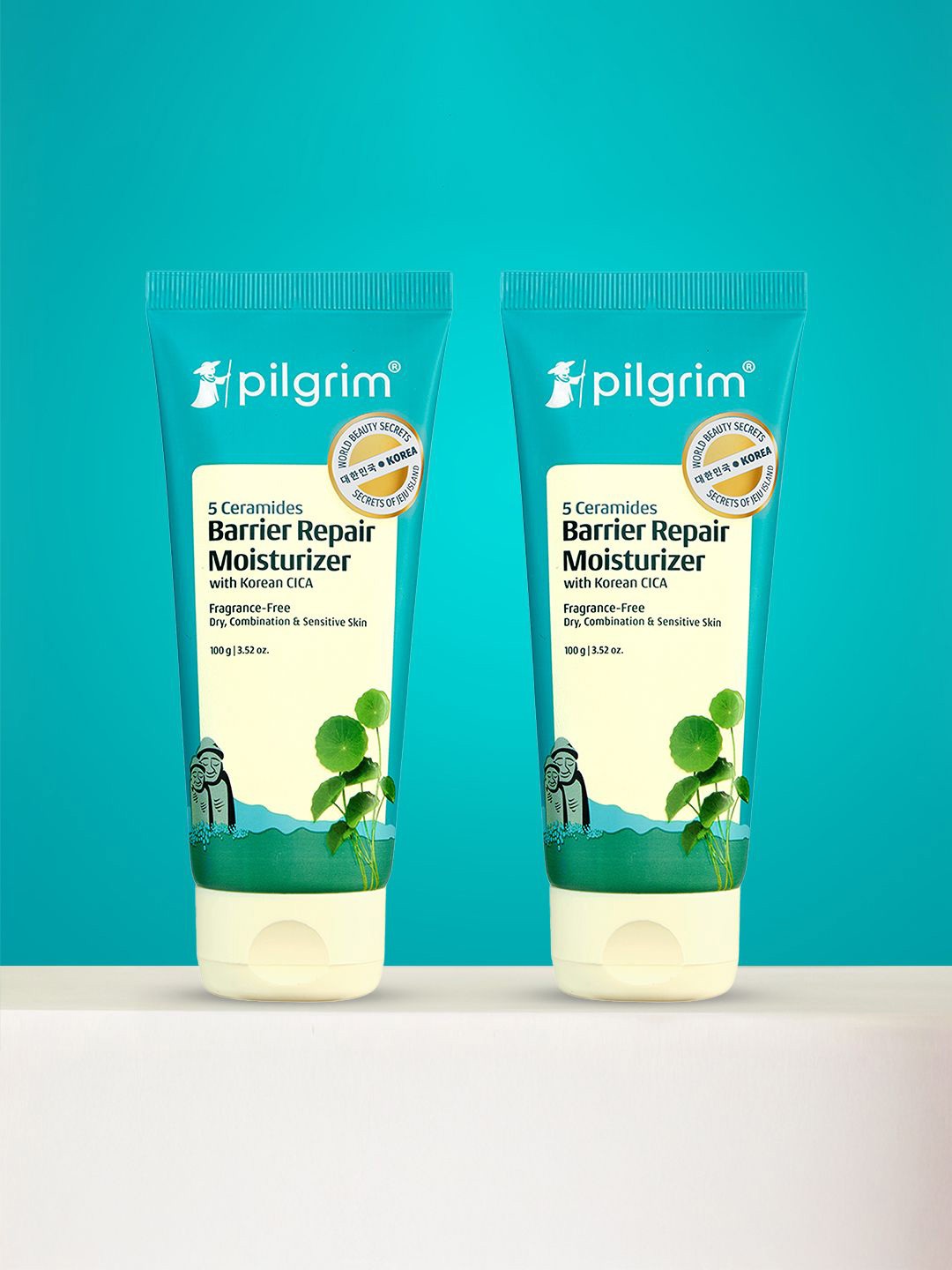 

Pilgrim 2-Pcs 5 Ceramides Barrier Repair Moisturizer with Korean CICA - 100 g each, Teal