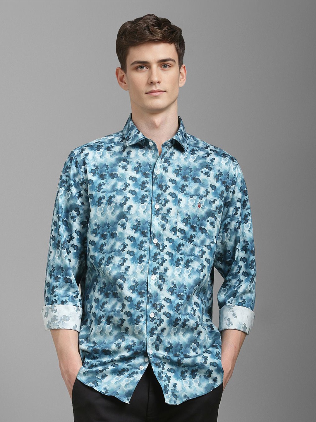 

Louis Philippe Sport Men Abstract Printed Opaque Cotton Casual Shirt, Teal