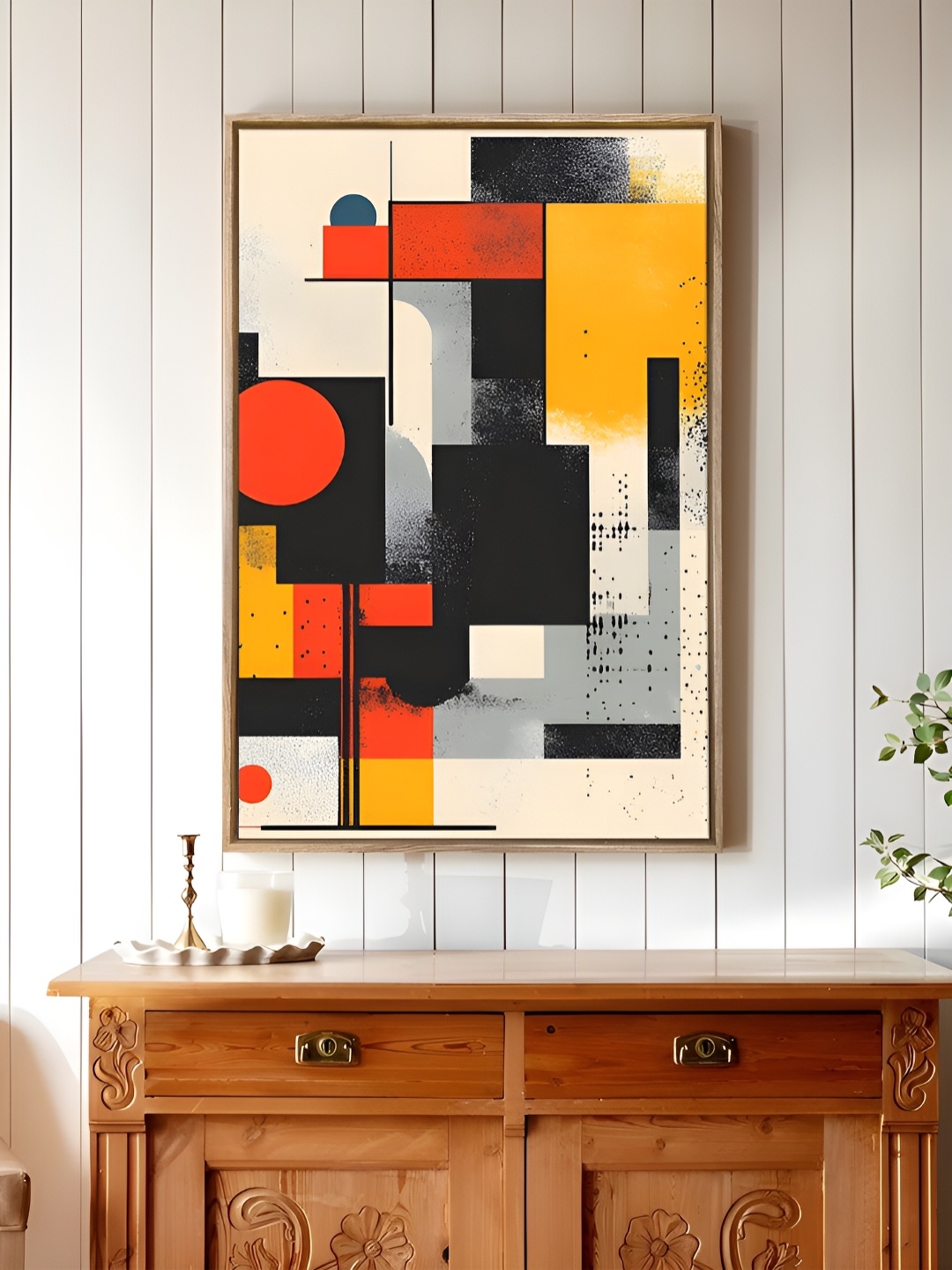 Art Street White & Red Modern Abstract Canvas Wall Art