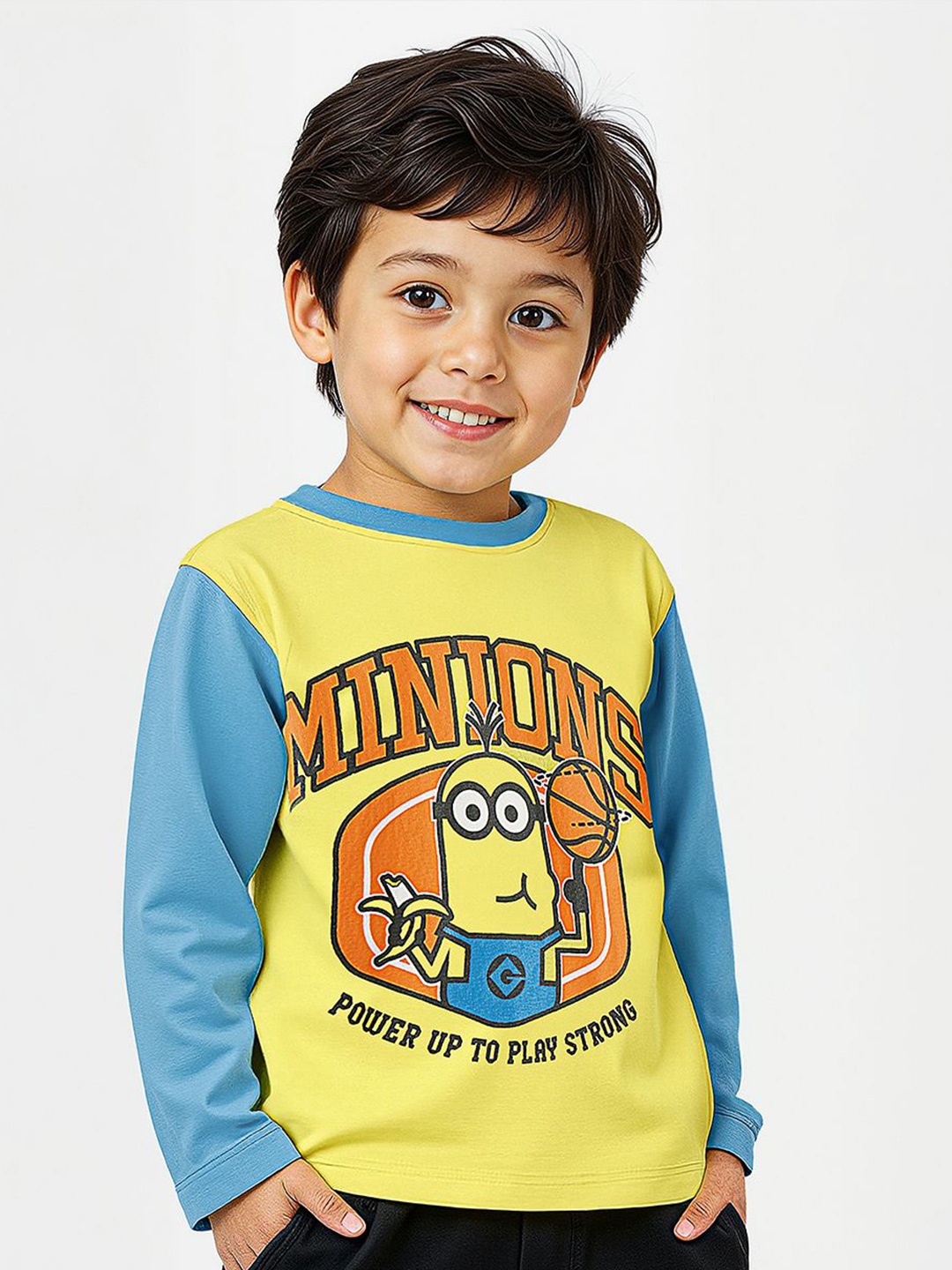 The Souled Store Boys Graphic Printed Cotton Minions T-shirt, Yellow