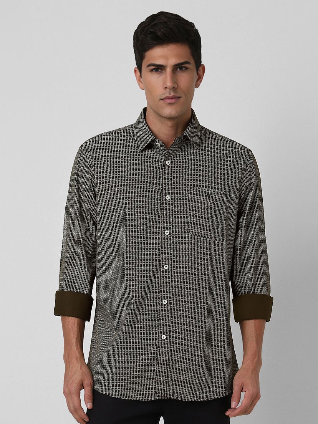 

Van Heusen Sport Men Geometric Printed Cotton Casual Shirt, Olive