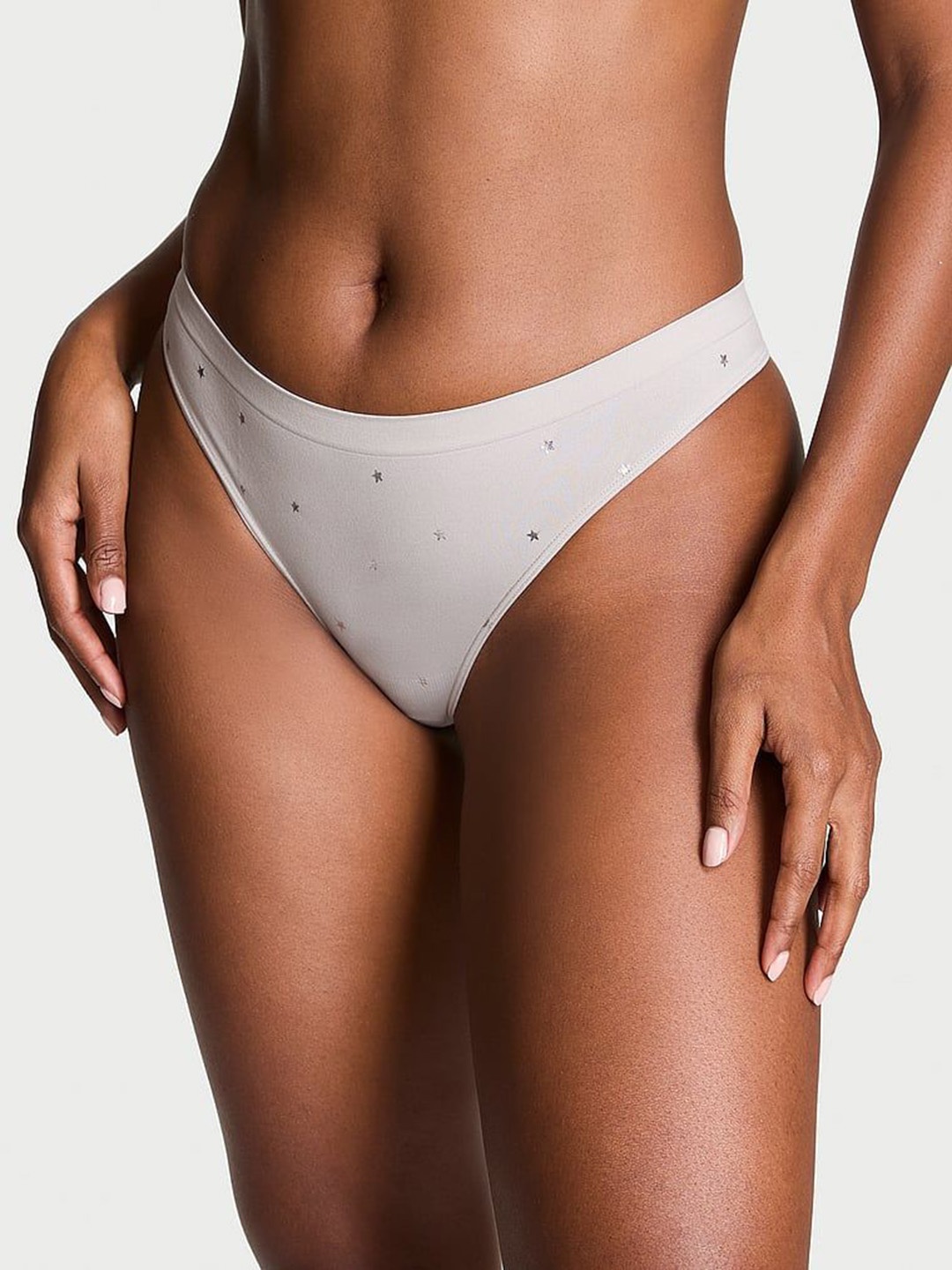 

Victoria's Secret Women Seamless Printed Mid Rise Briefs, Grey