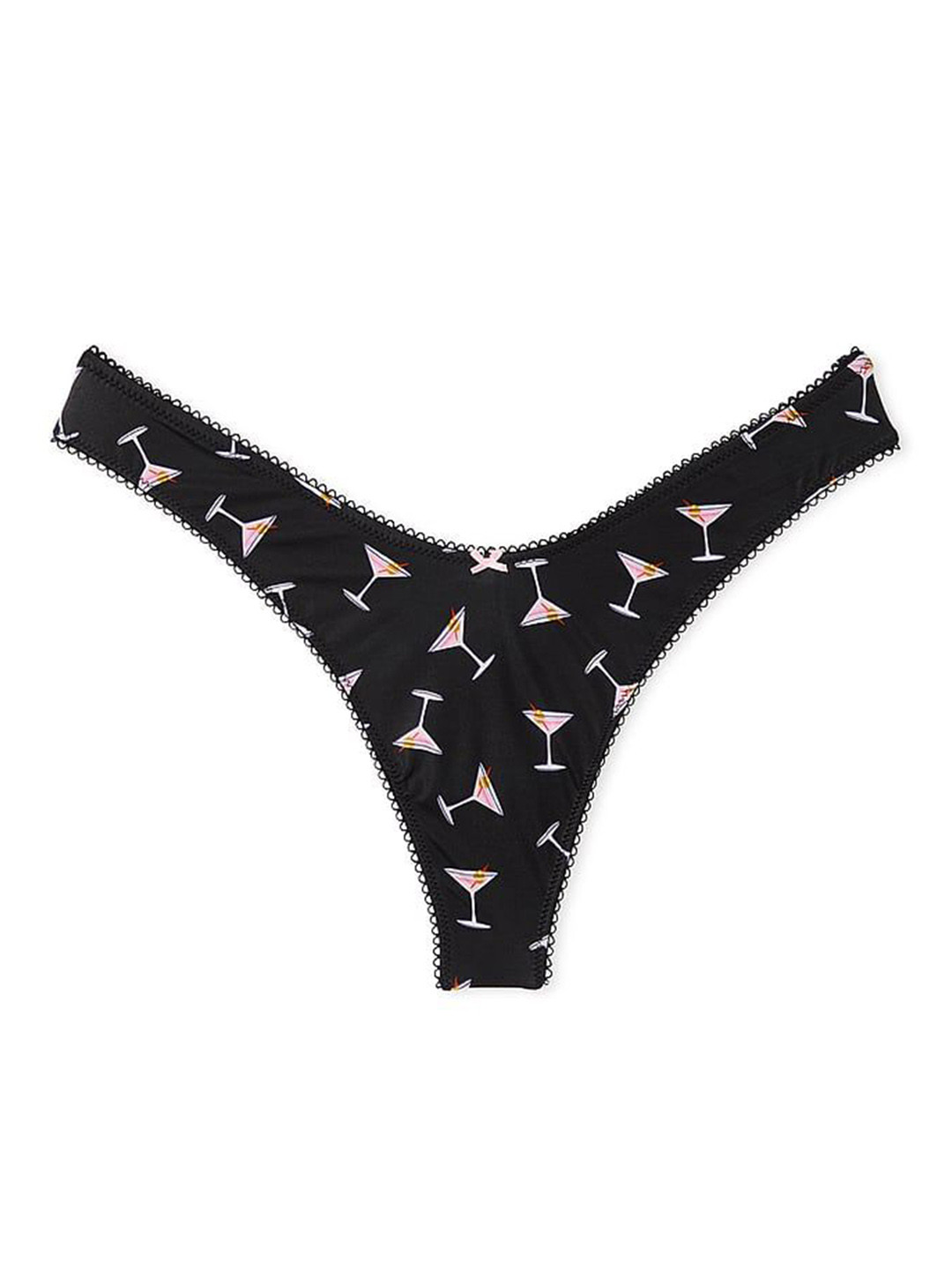 

Victoria's Secret Printed High-Leg Thong Briefs, Black