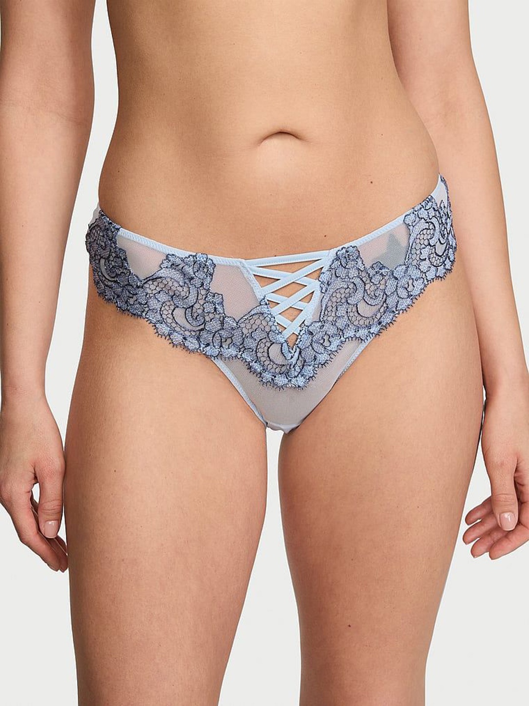 Victoria's Secret Dream Angels Boho Floral Embroidered Brazilian Briefs, Grey