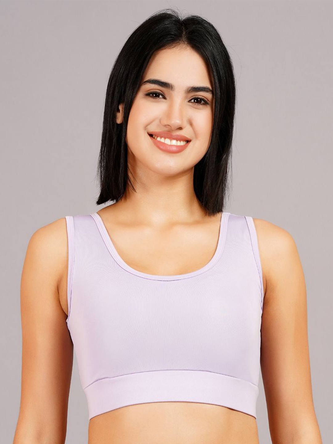 

NEVER LOSE Women Padded Full Coverage Dry Fit Styled Back Workout Bra, Lavender