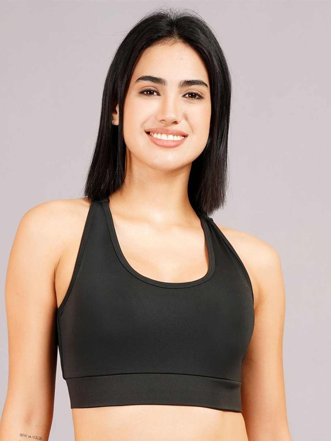 

NEVER LOSE Women All Day Comfort Removable Padding Underwired Full Coverage Workout Bra, Black