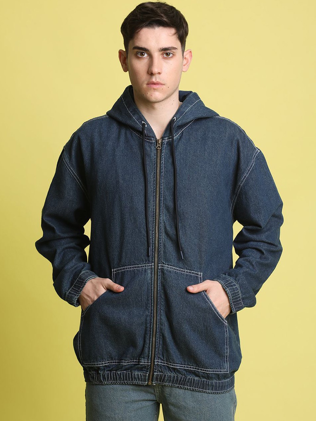 

Bene Kleed Washed Hooded Oversized Denim Jacket, Blue