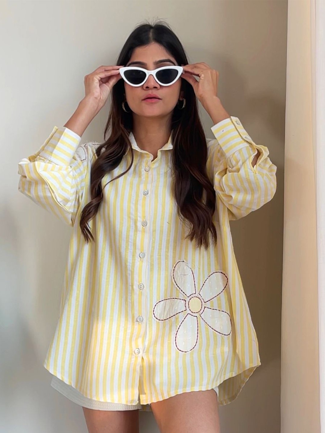 

Gulaal Women Comfort Opaque Striped Casual Shirt, White