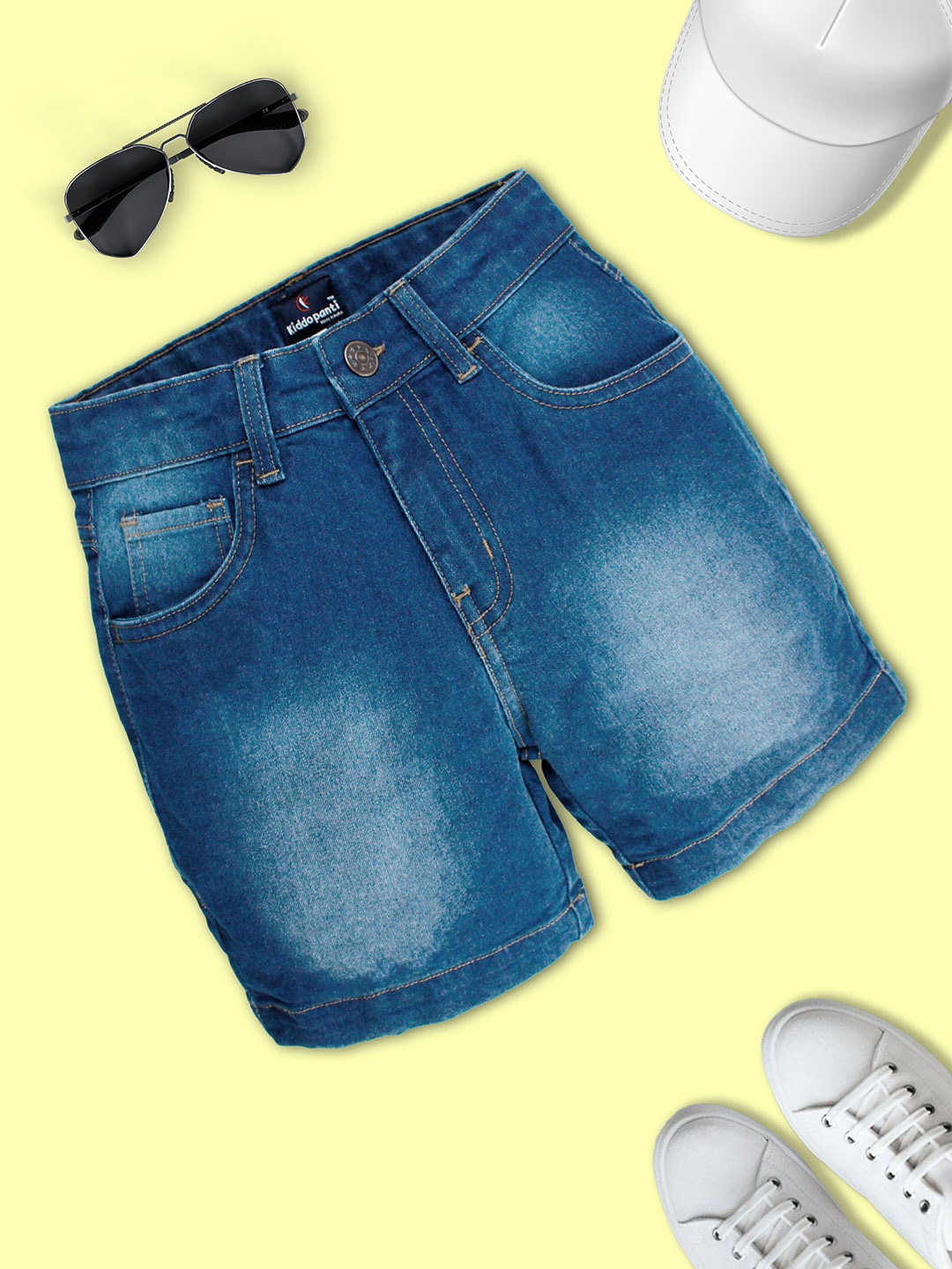 

KiddoPanti Boys Mid-Rise Regular Fit Denim Shorts, Blue