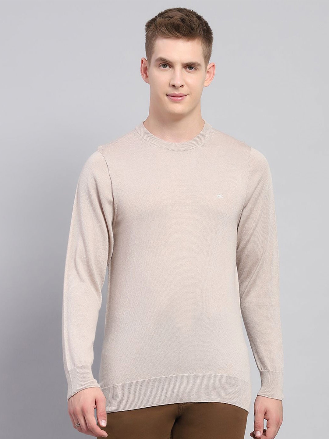 

Monte Carlo Men Woollen Pullover Sweater, Beige