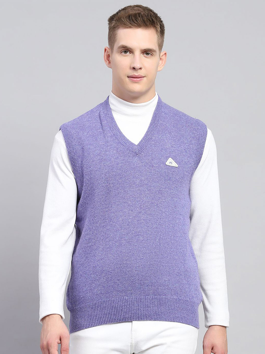 

Monte Carlo Men V Neck Woollen Sweater Vest, Purple