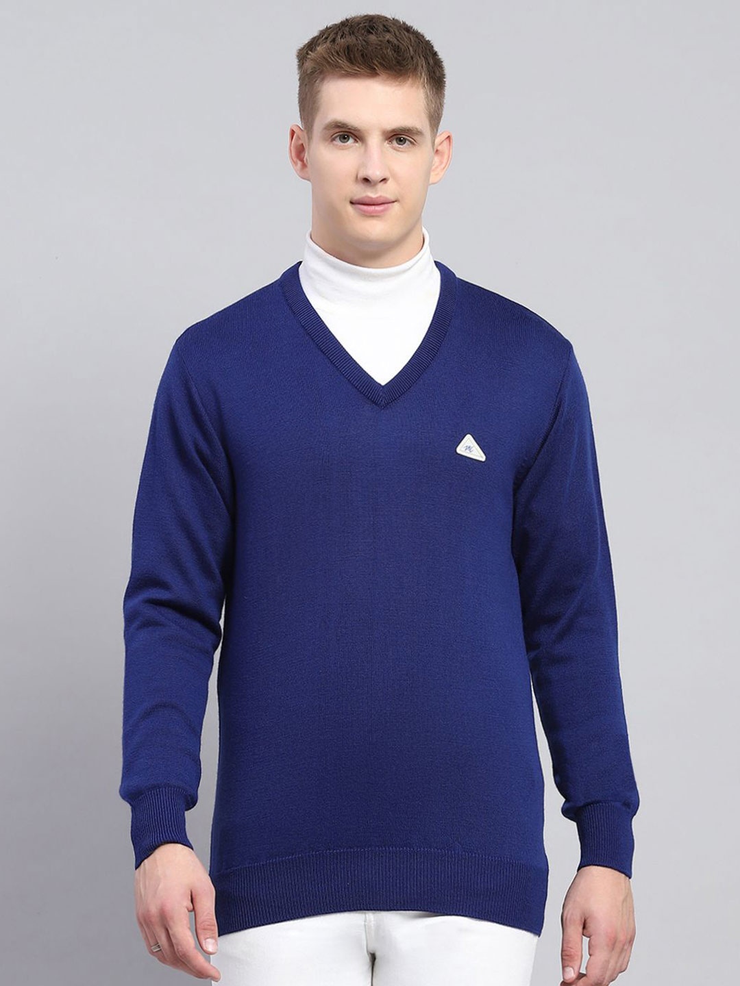 

Monte Carlo Men V-Neck Woollen Pullover Sweater, Blue