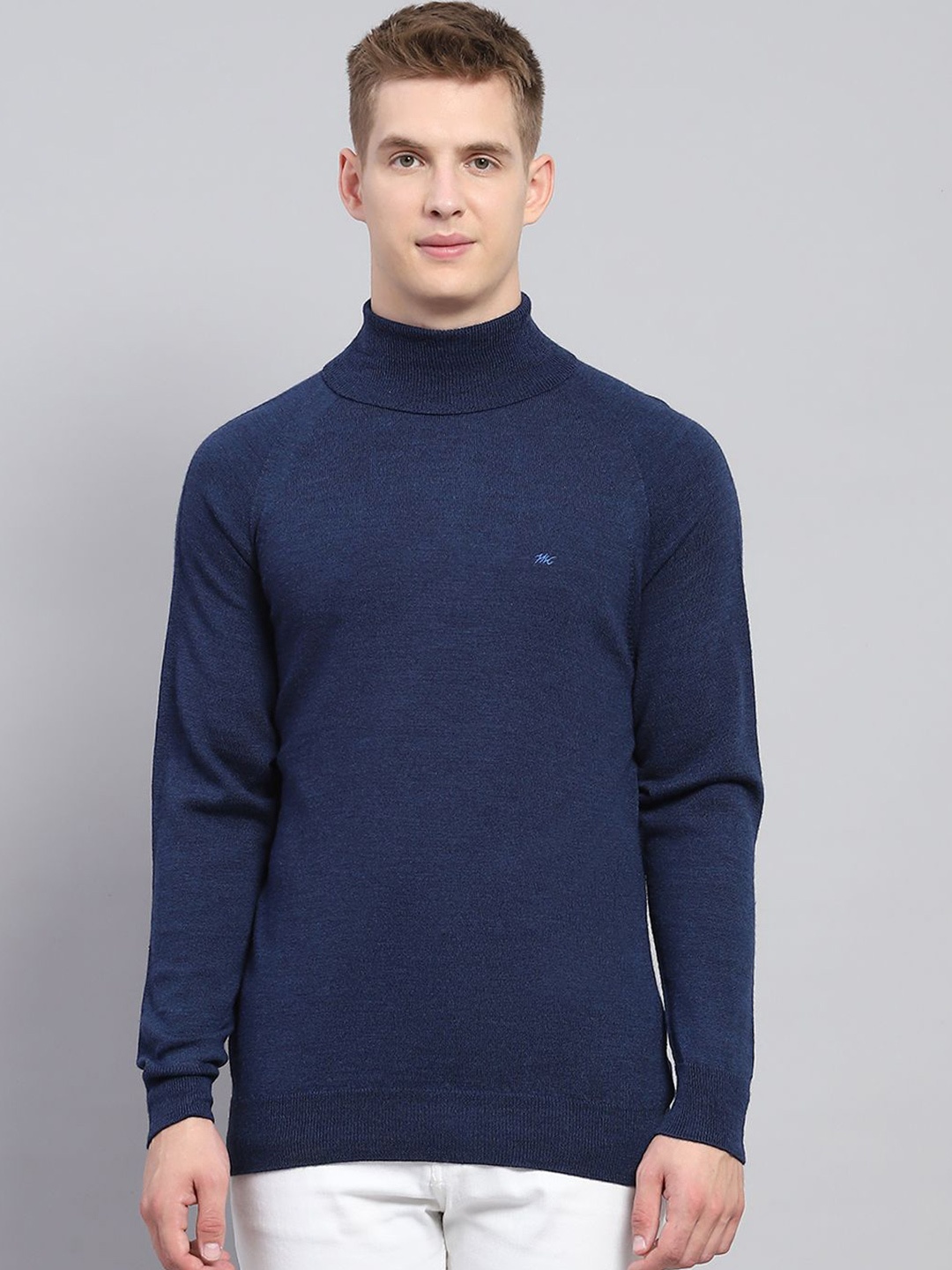 

Monte Carlo Men High Neck Pullover Sweater, Navy blue