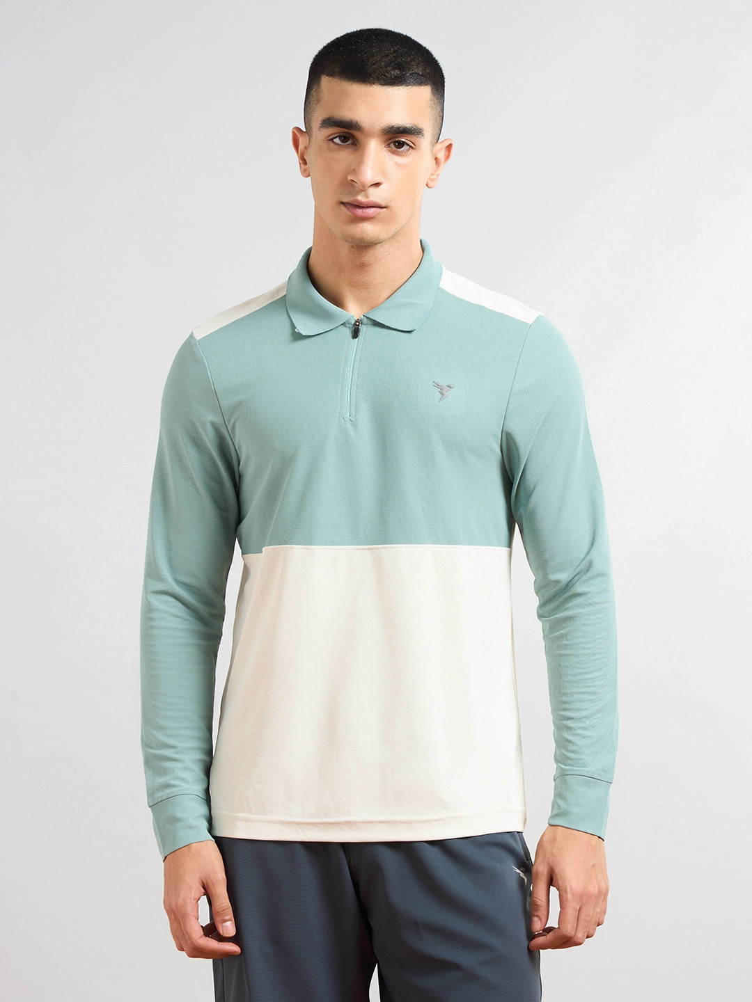 

Technosport Men Colourblocked Polo Collar Antimicrobial Slim Fit T-shirt, Green