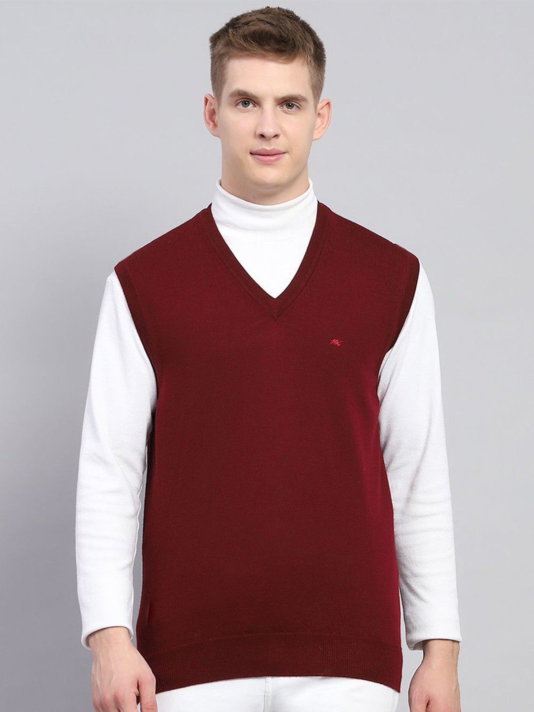 

Monte Carlo Men Woollen Sweater Vest, Maroon